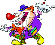 Laughing Clown Tossing a Cream Pie